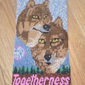 Beaded Wolf Art Wall Hanging
